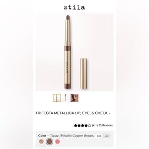NIB Lot of Three Stila Trifecta Metallica Lip, Eye, and Cheek Sticks in Topaz